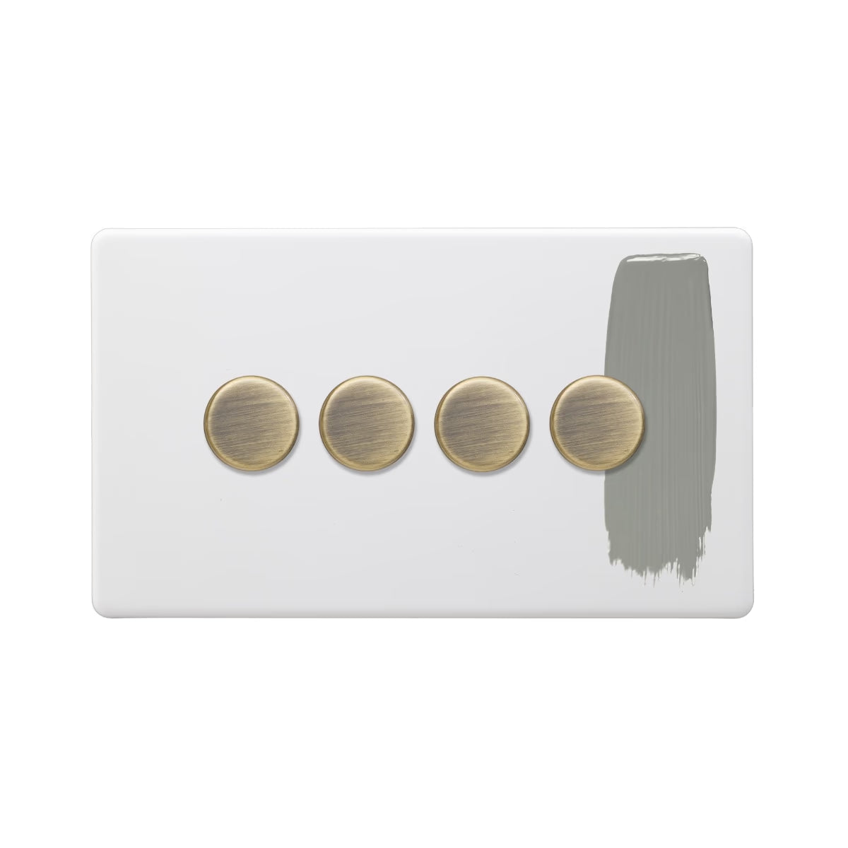 Soho Lighting 4 Gang 2 Way Intelligent Dimmer Switch - Paintable with Antique Brass Detail -Uneeka
