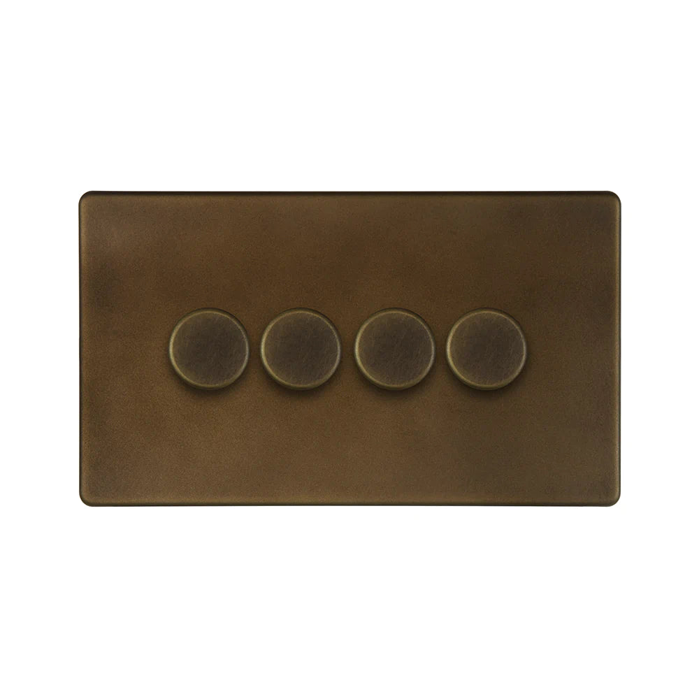 Soho Lighting 4 Gang 2 Way Intelligent Dimmer Switch - Vintage Brass - Uneeka