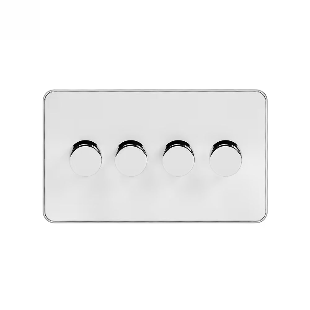 Soho Lighting 4 Gang 2 Way Intelligent Dimmer Switch - White Metal & Polished Chrome Uneeka
