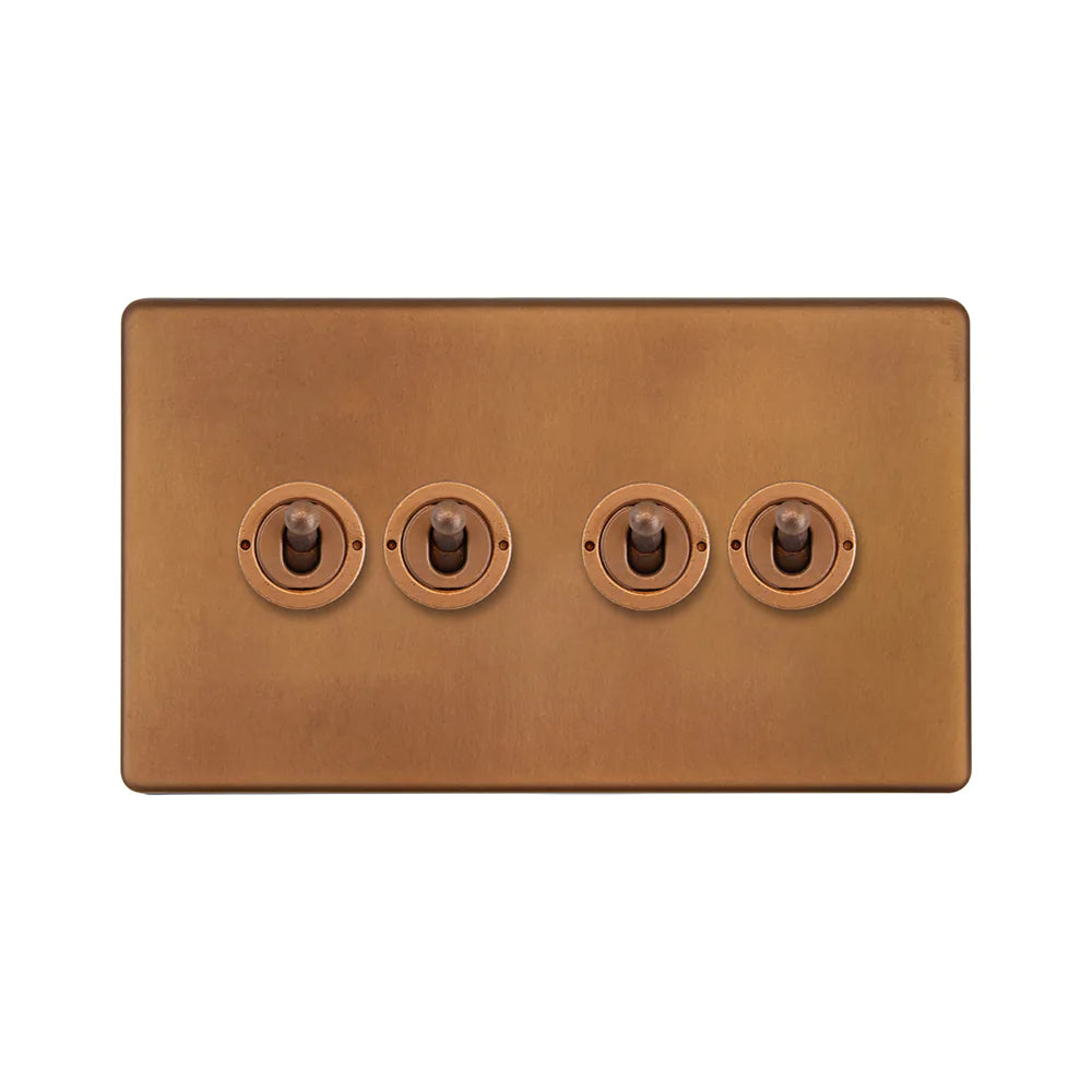 Soho Lighting 4 Gang 2 Way Toggle Switch - Antique Copper - Uneeka