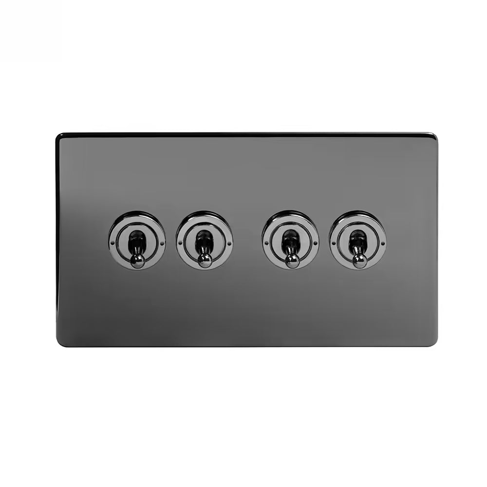 Soho Lighting 4 Gang 2 Way Toggle Switch - Black Nickel Screwless Finish Uneeka