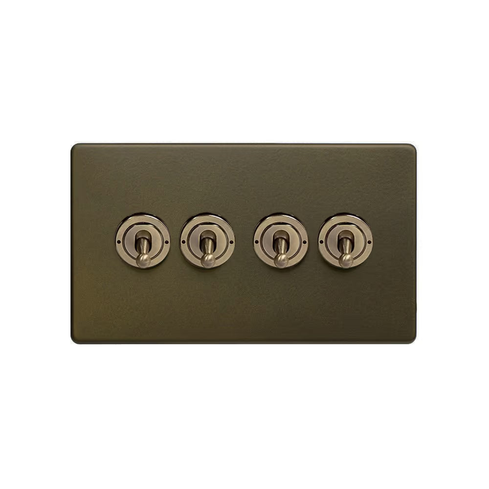 Soho Lighting 4 Gang 2 Way Toggle Switch - Bronze Screwless Finish - Uneeka