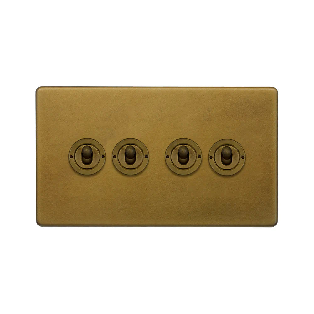 Soho Lighting 4 Gang 2 Way Toggle Switch - Old Brass - Uneeka