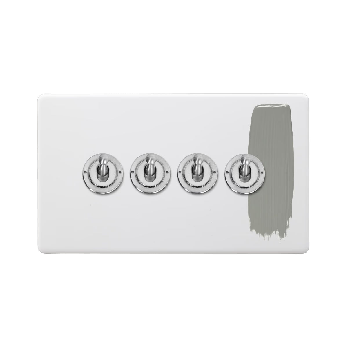 Soho Lighting 4 Gang 2 Way Toggle Switch Paintable Finish with Brushed Chrome Uneeka 