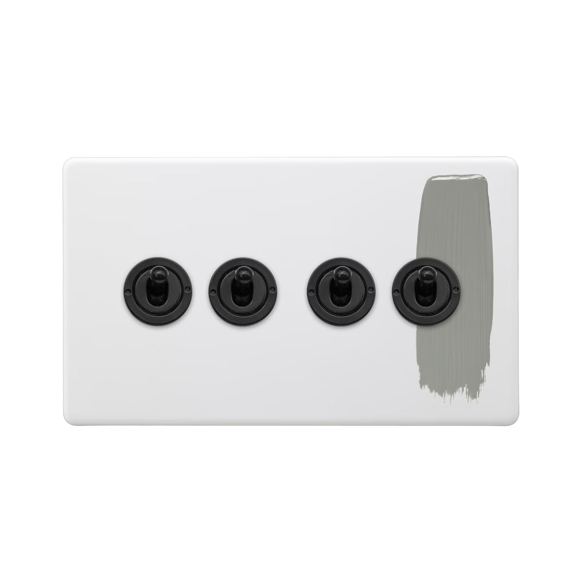 Soho Lighting 4 Gang 2 Way Toggle Switch - Paintable Finish with Matt Black Uneeka