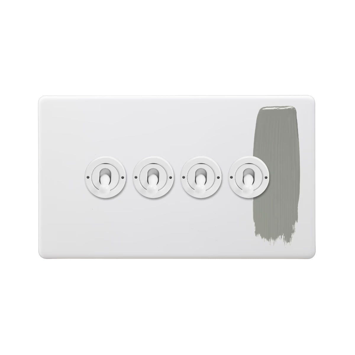 Soho Lighting 4 Gang 2 Way Toggle Switch - Paintable Finish with White Metal Detail Uneeka