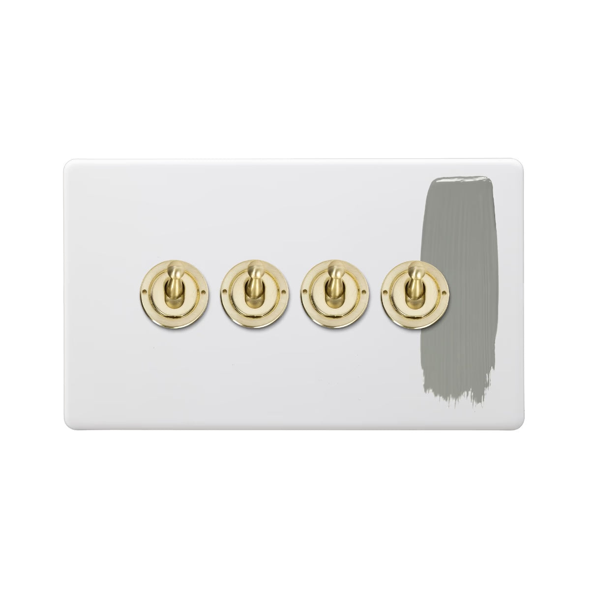 Soho Lighting 4 Gang 2 Way Toggle Switch - Paintable Finish with Brushed Brass Uneeka