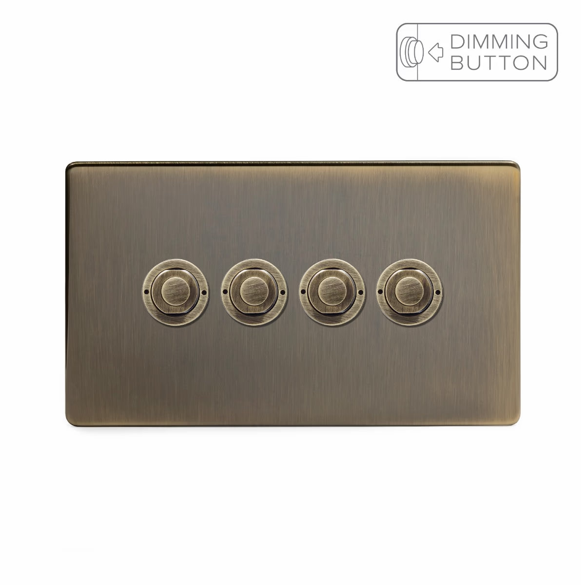Soho Lighting 4 Gang 6A Push Button Dimmer Switch - Antique Brass - Uneeka