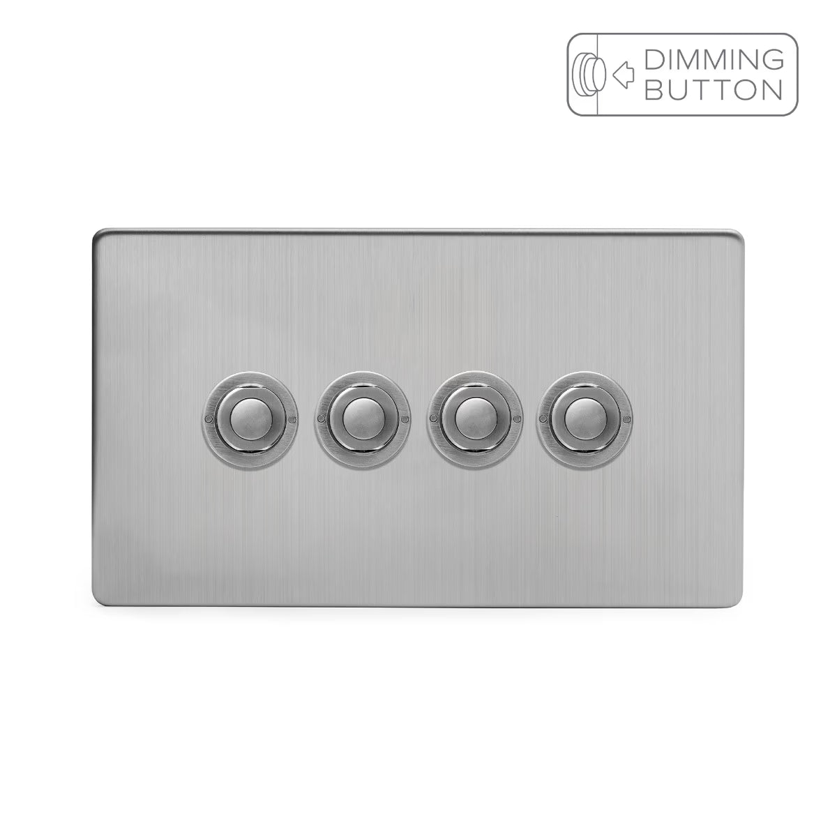 Soho Lighting 4 Gang 6A Push Button Dimmer Switch - Brushed Chrome Uneeka