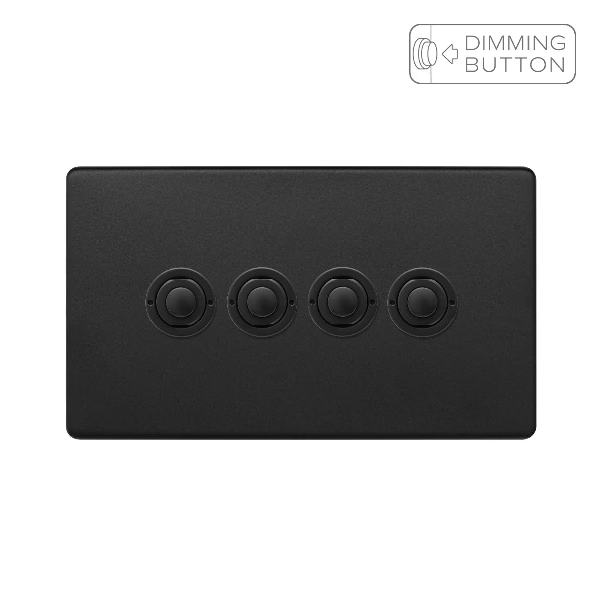 Soho Lighting 4 Gang 6A Push Button Dimmer Switch - Matt Black Uneeka