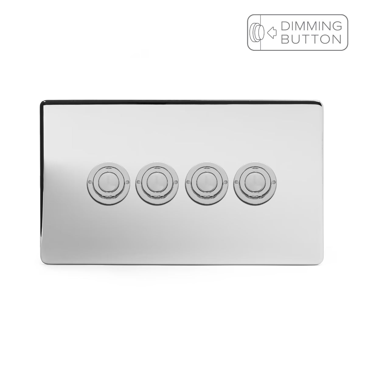 Soho Lighting 4 Gang 6A Push Button Dimmer Switch - Polished Chrome Uneeka