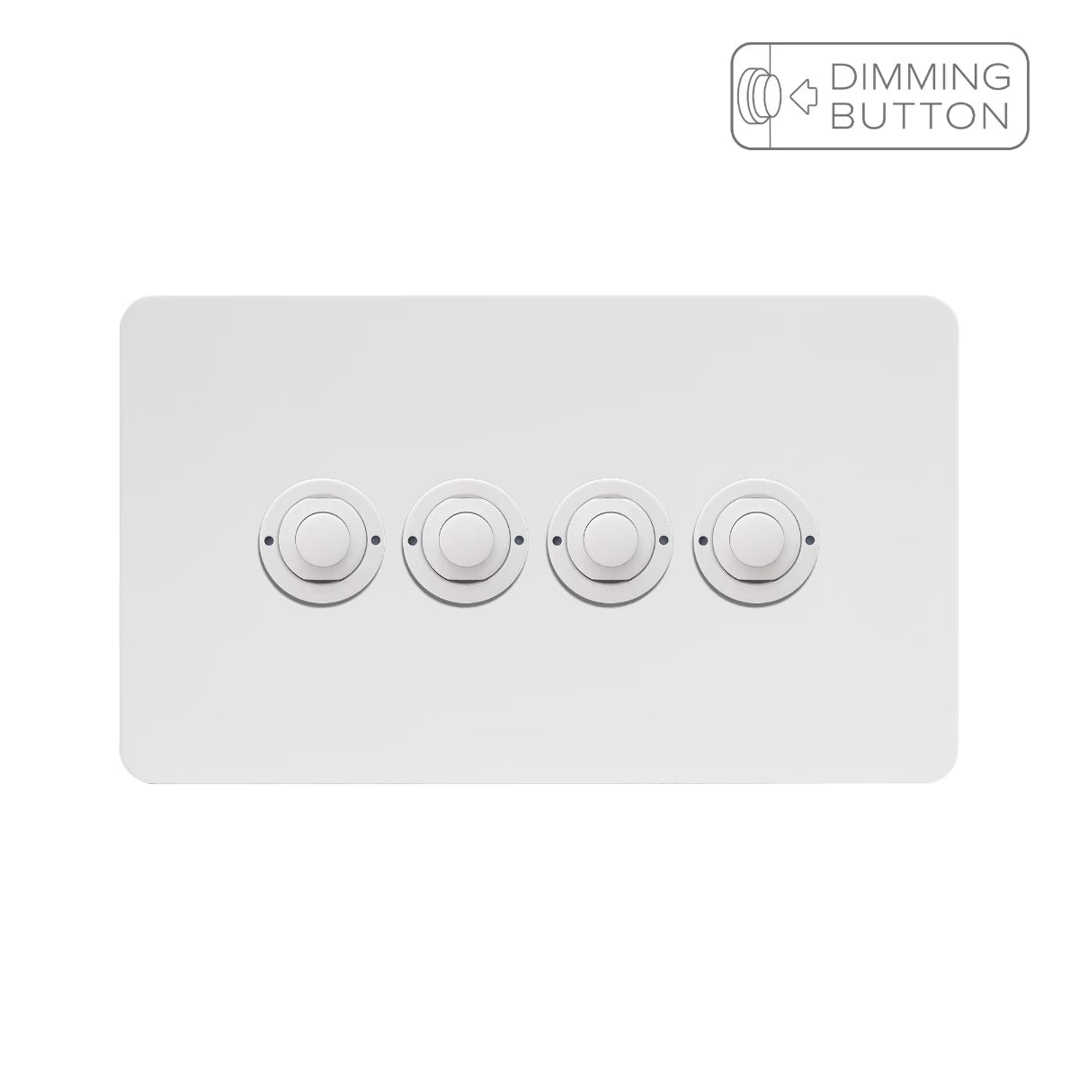 Soho Lighting 4 Gang 6A Push Button Dimmer Switch - White Metal - Uneeka