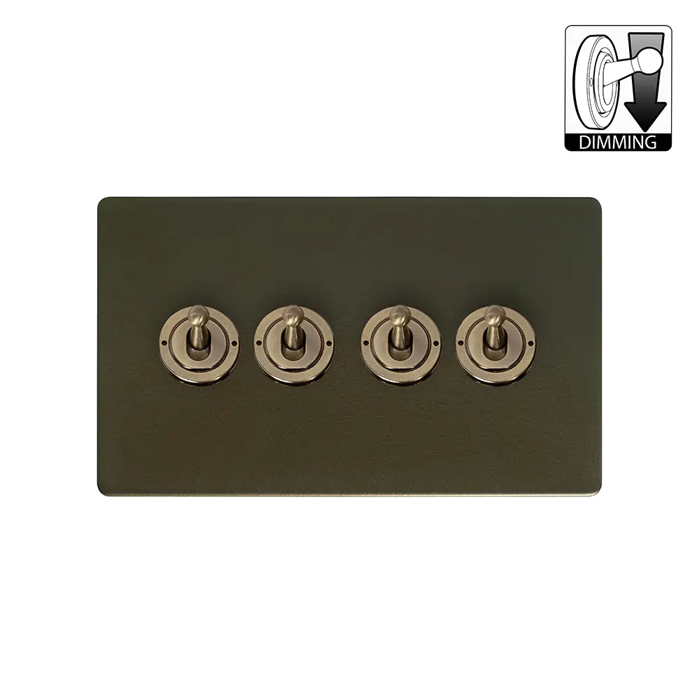 Soho Lighting 4 Gang Dimming Toggle Switch - Bronze - Uneeka