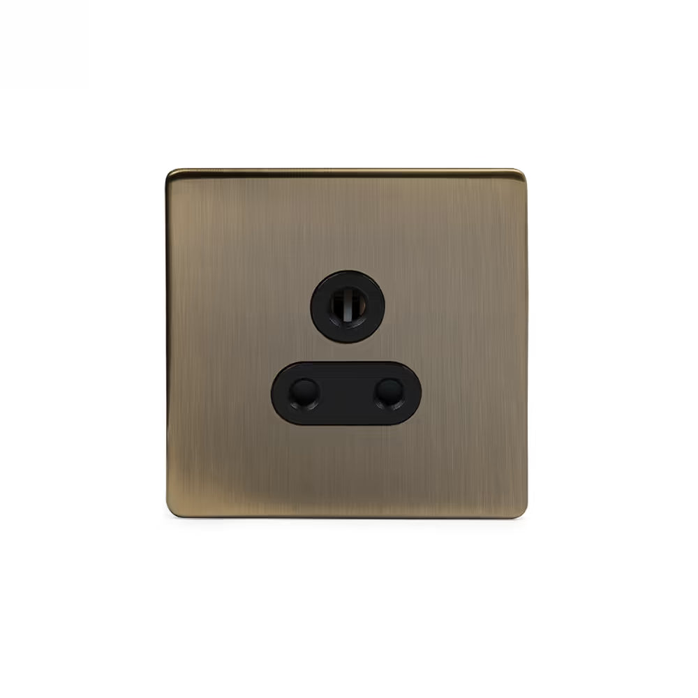 Soho Lighting 5 Amp Light Socket Unswitched Screwless Antique Brass with Black Insert Uneeka
