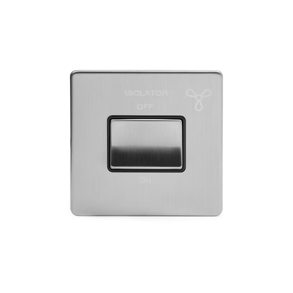 Soho Lighting Extractor Fan Isolator Switch Brushed Chrome Black Insert Screwless Finish Uneeka