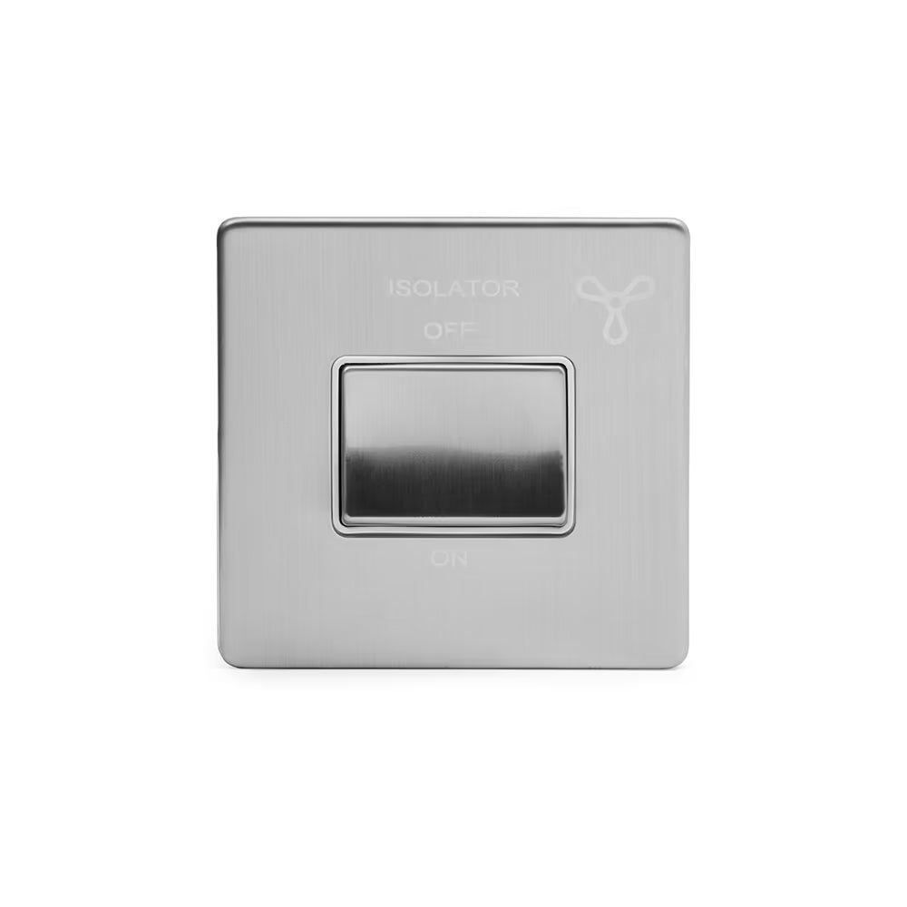 Soho Lighting Extractor Fan Isolator Switch Brushed Chrome with White Insert Uneeka