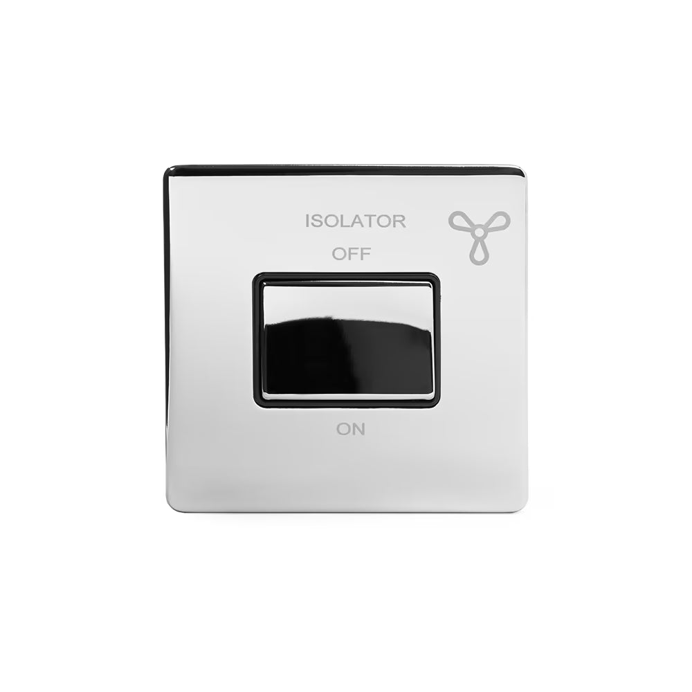 Soho Lighting Extractor Fan Isolator Switch Polished Chrome Black Insert Uneeka