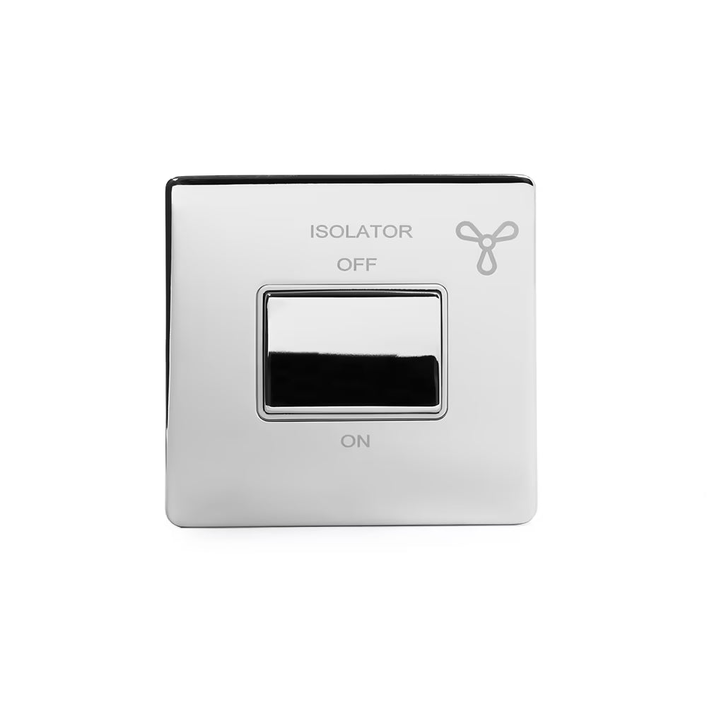 Soho Lighting Extractor Fan Isolator Switch Polished Chrome with White Insert Uneeka