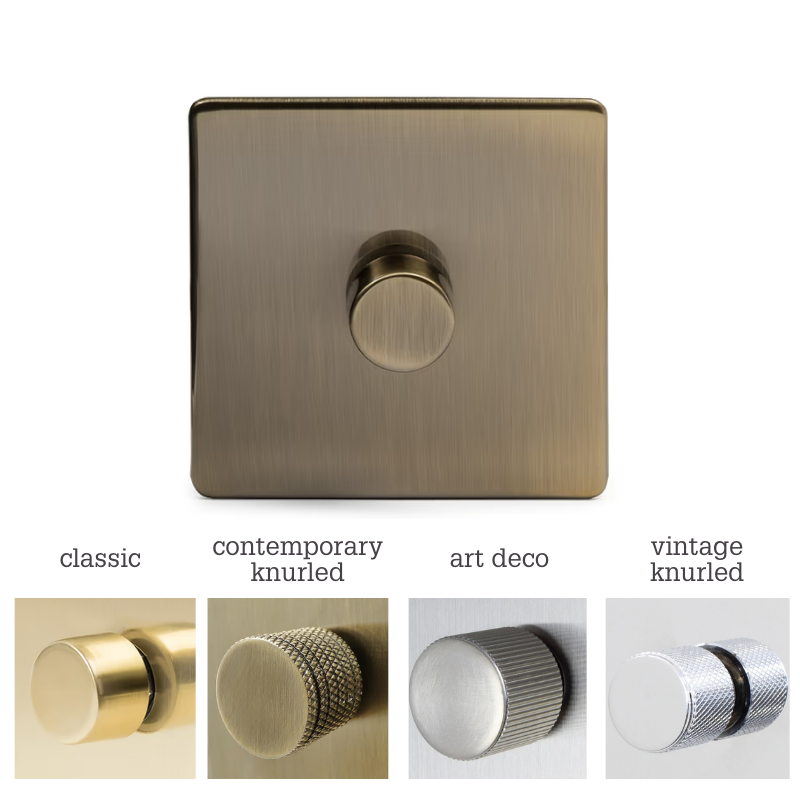 Soho Lighting 1 Gang 2 Way Intelligent Dimmer Switch - Antique Brass - Toggle Options - Uneeka