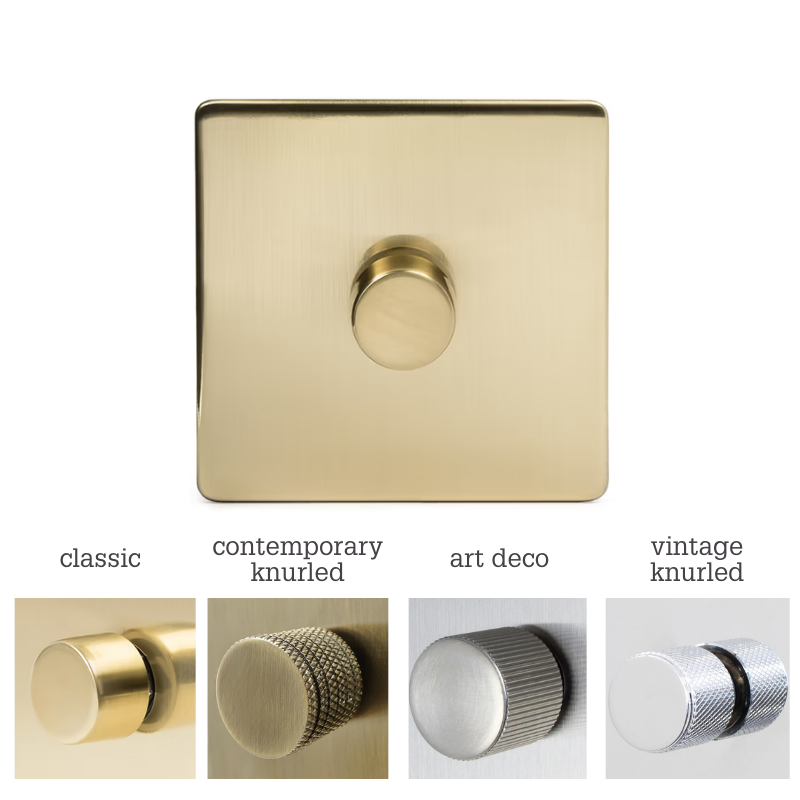 Soho Lighting 1 Gang 2 Way Intelligent Dimmer Switch - Brushed Brass - Dimmer Options - Uneeka