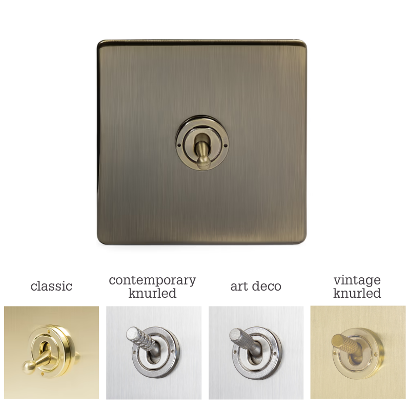Soho Lighting 1 Gang 2 Way Toggle Switch Antique Brass Toggle Options Uneeka