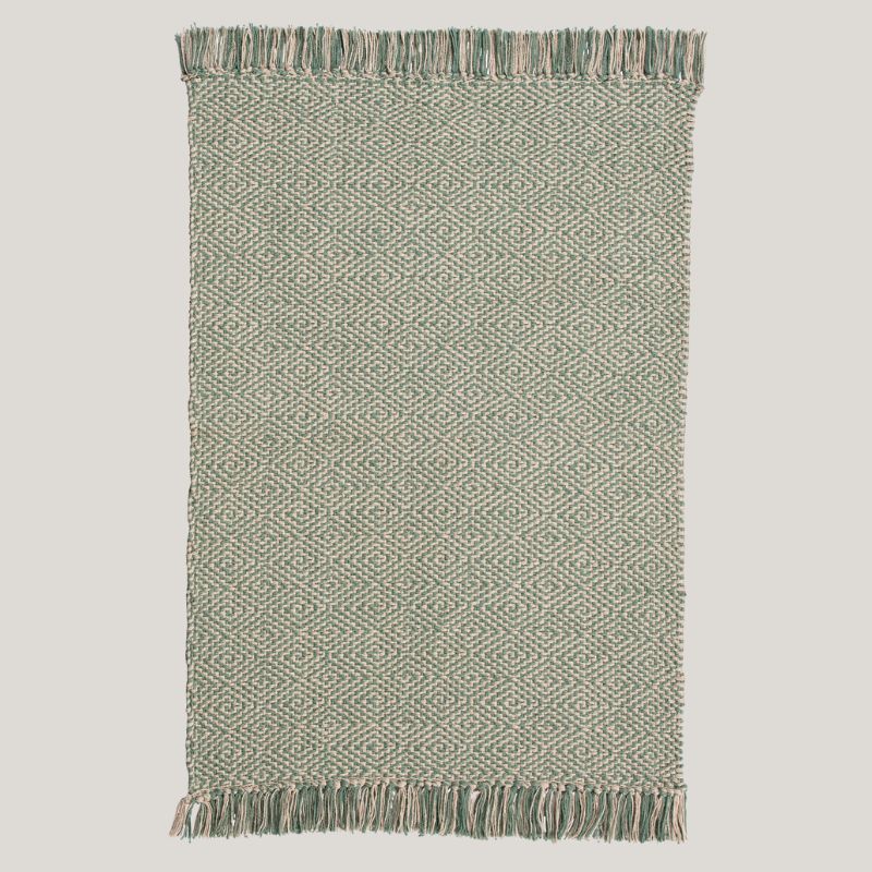 Souk Geometric Hand Woven Rug - Uneeka - Peppermint Green