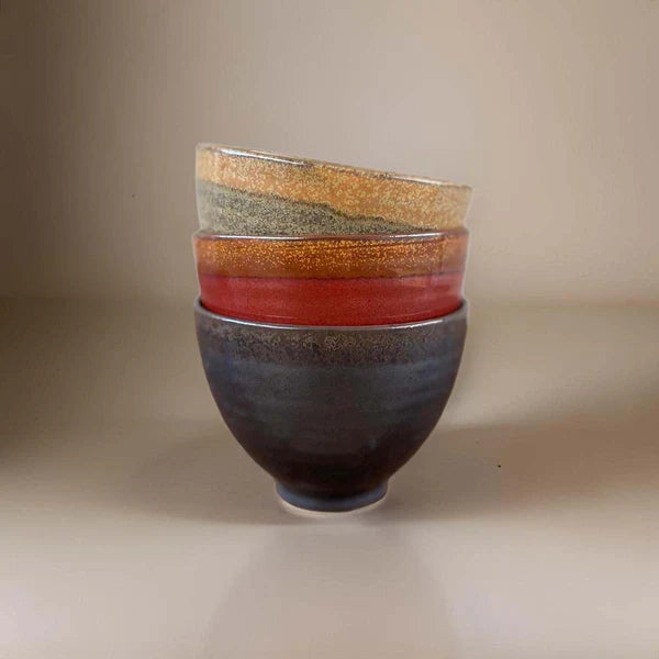Speckled Stoneware Dipping Bowl - Red, Gold and Grey Uneeka sold individually