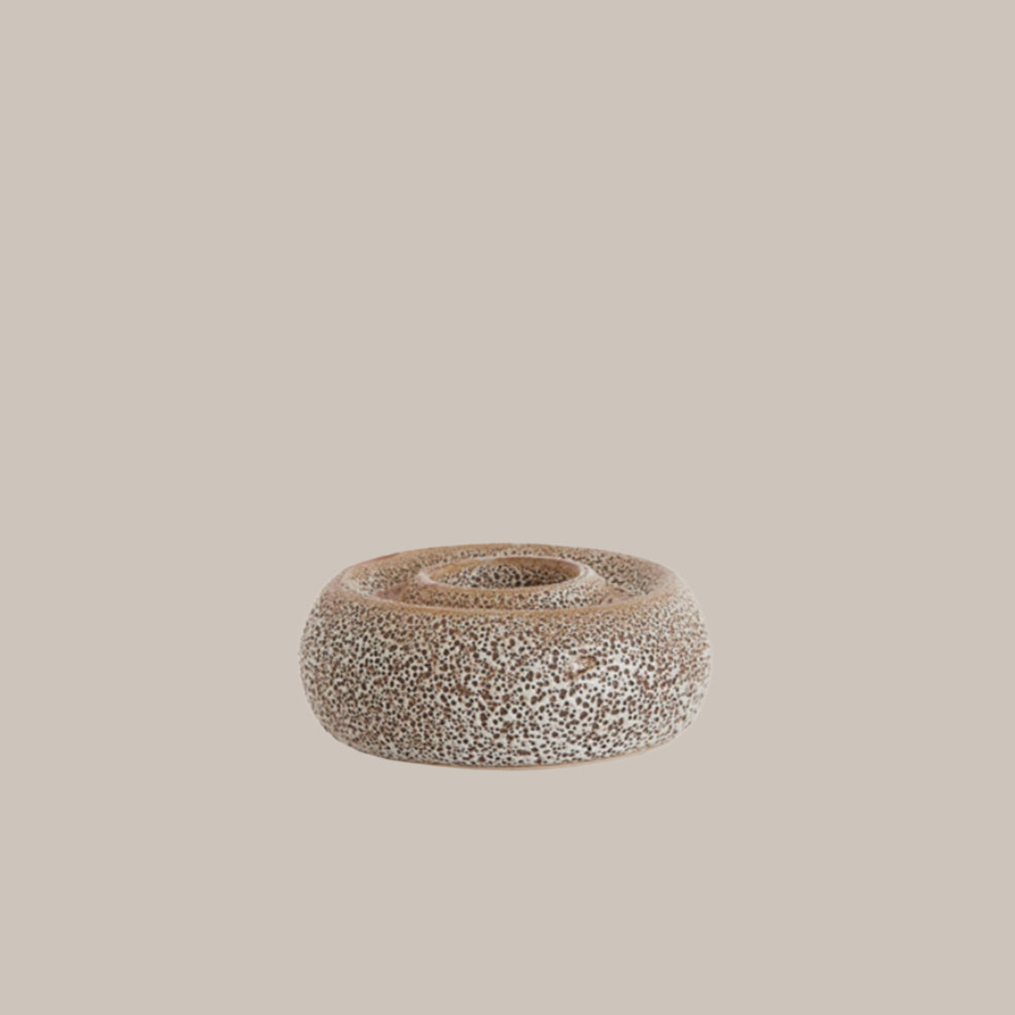 Speckled Cream Ceramic Round Tealight Holder - Uneeka Home