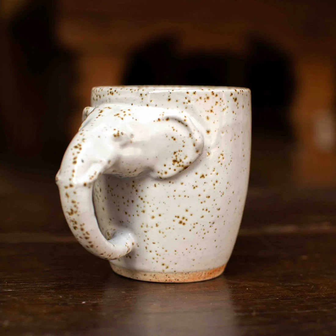 Speckled White Elephant Handle Glazed Mug - EM108 - Uneeka