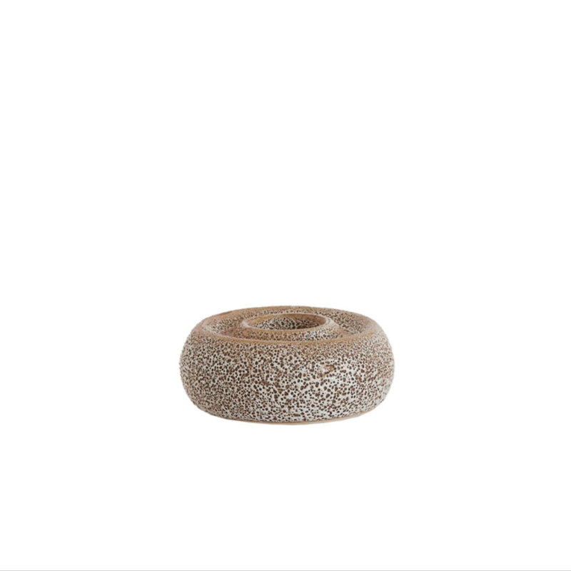 Speckled Cream Ceramic Round Tealight Holder - 7784312 - Uneeka