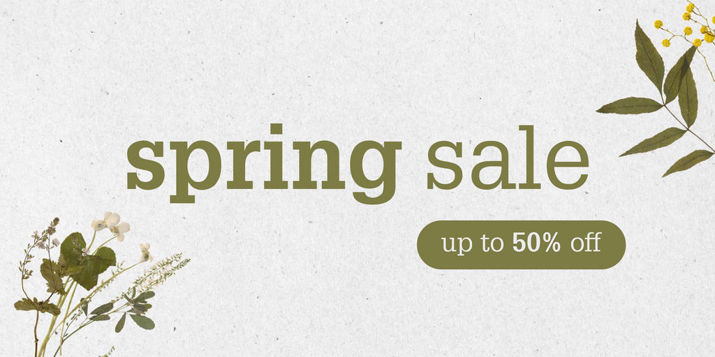 Uneeka Spring Sale Floral Green Banner 'up to 50% off'