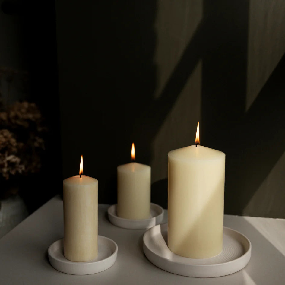 St Eval Chalk Ceramic Candle Plate - F01018 - Uneeka