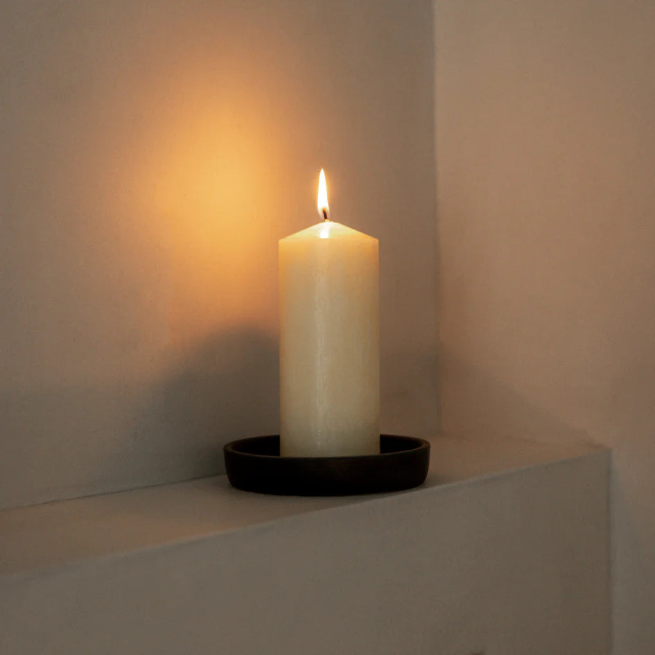 St Eval Charcoal Ceramic Candle Plate - F01019 - Uneeka