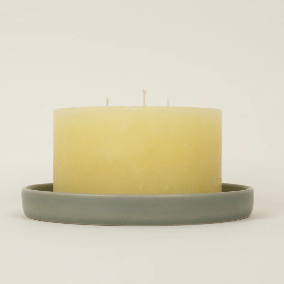 St Eval Sage Ceramic Candle Plate - F01020 - Uneeka