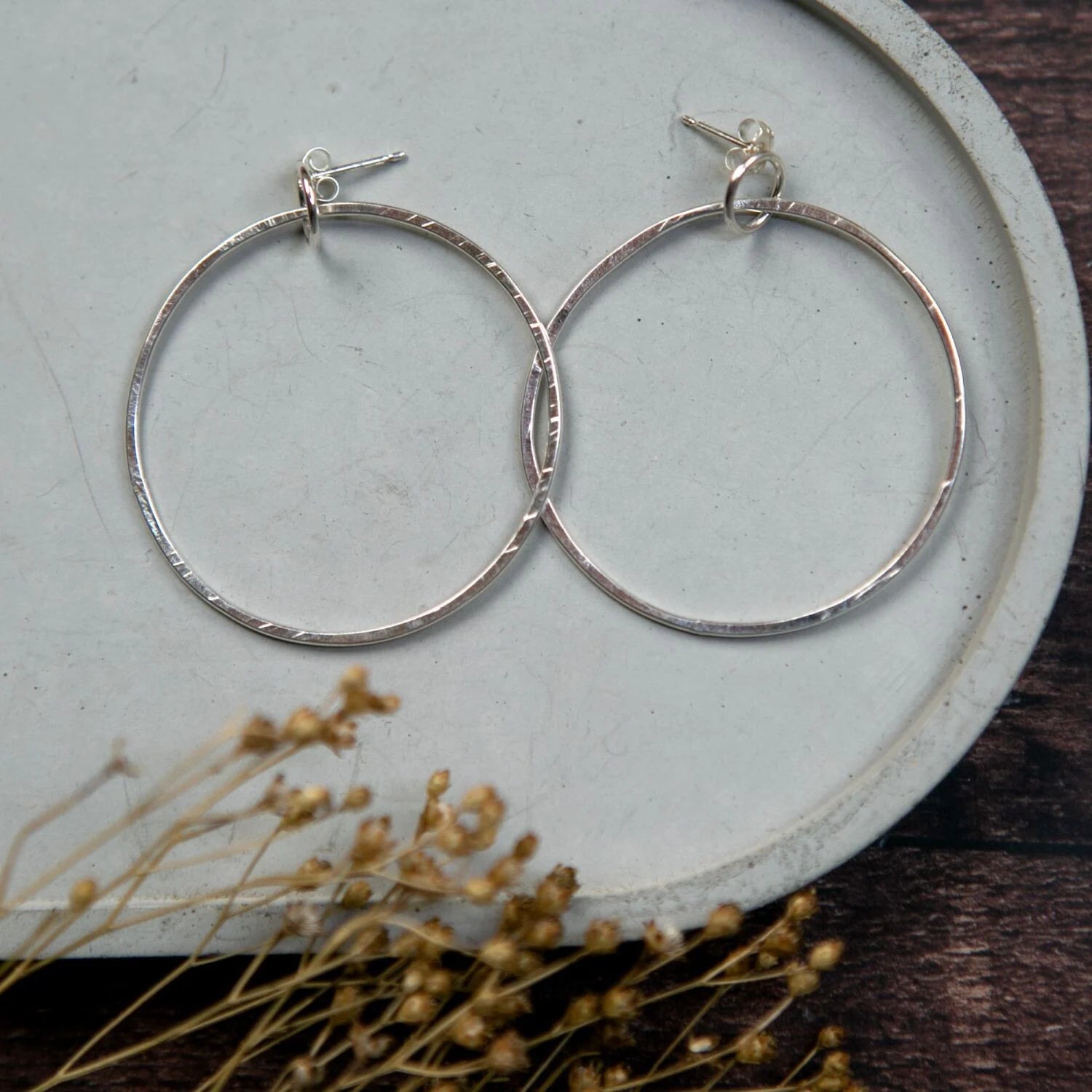 Sterling Silver Double Hoop Studs - Big Hoop Little Hoop - Uneeka