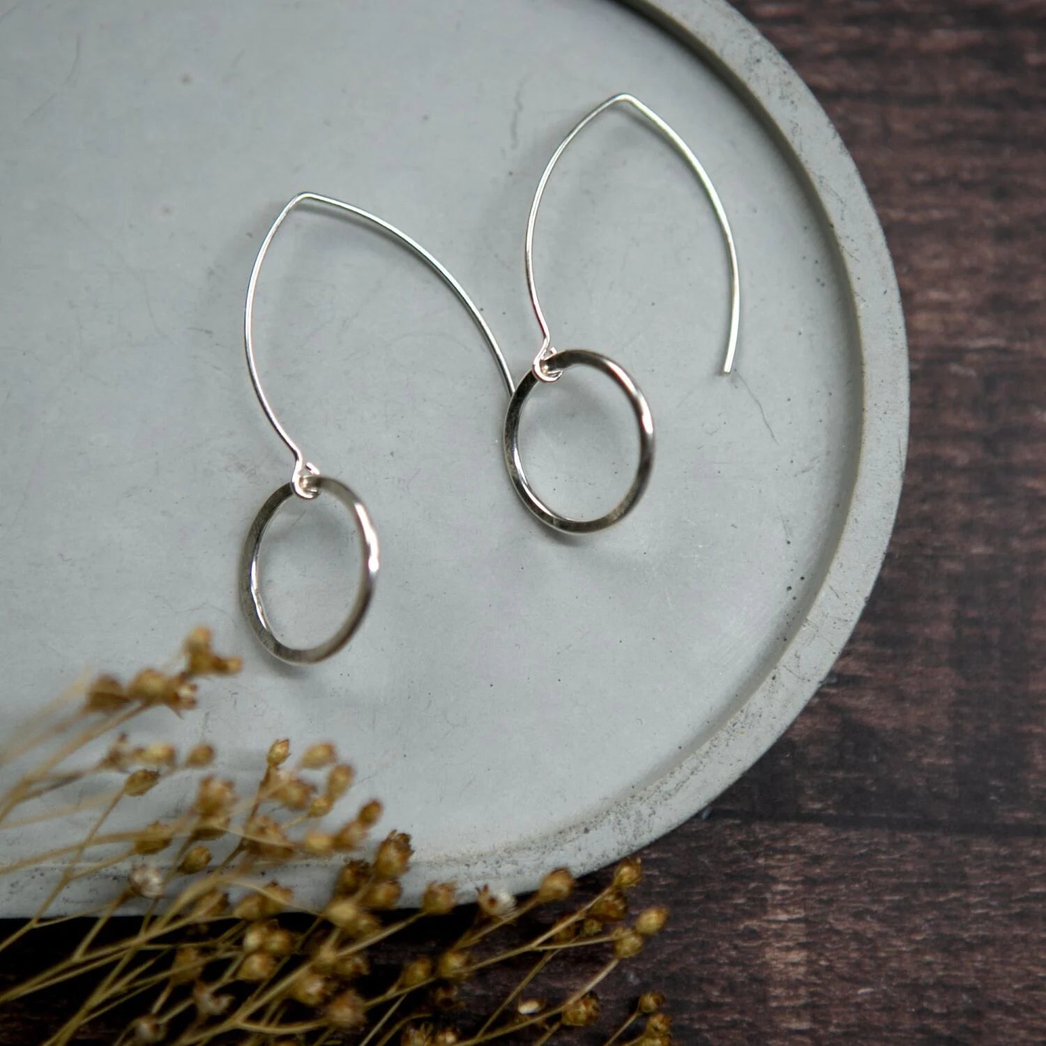 Sterling Silver Long Hoop Earrings - Small Hoop Long Earrings - Uneeka