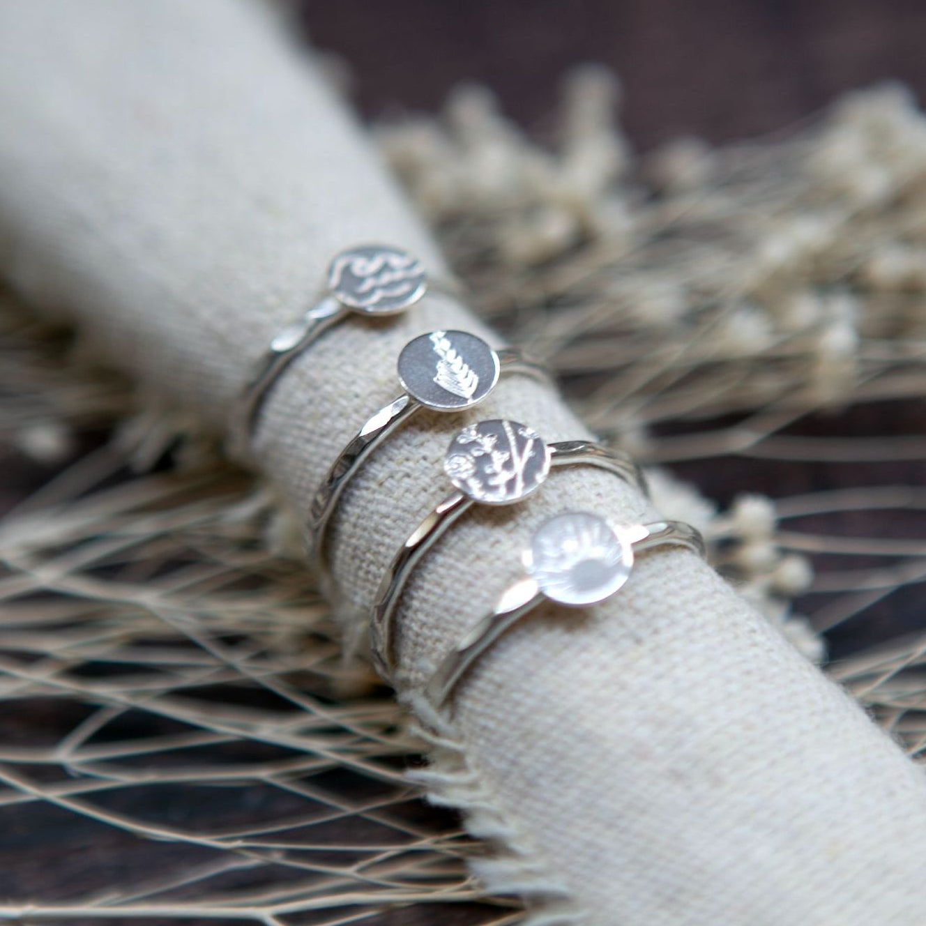 Sterling Silver Stamped Disc Ring - Uneeka