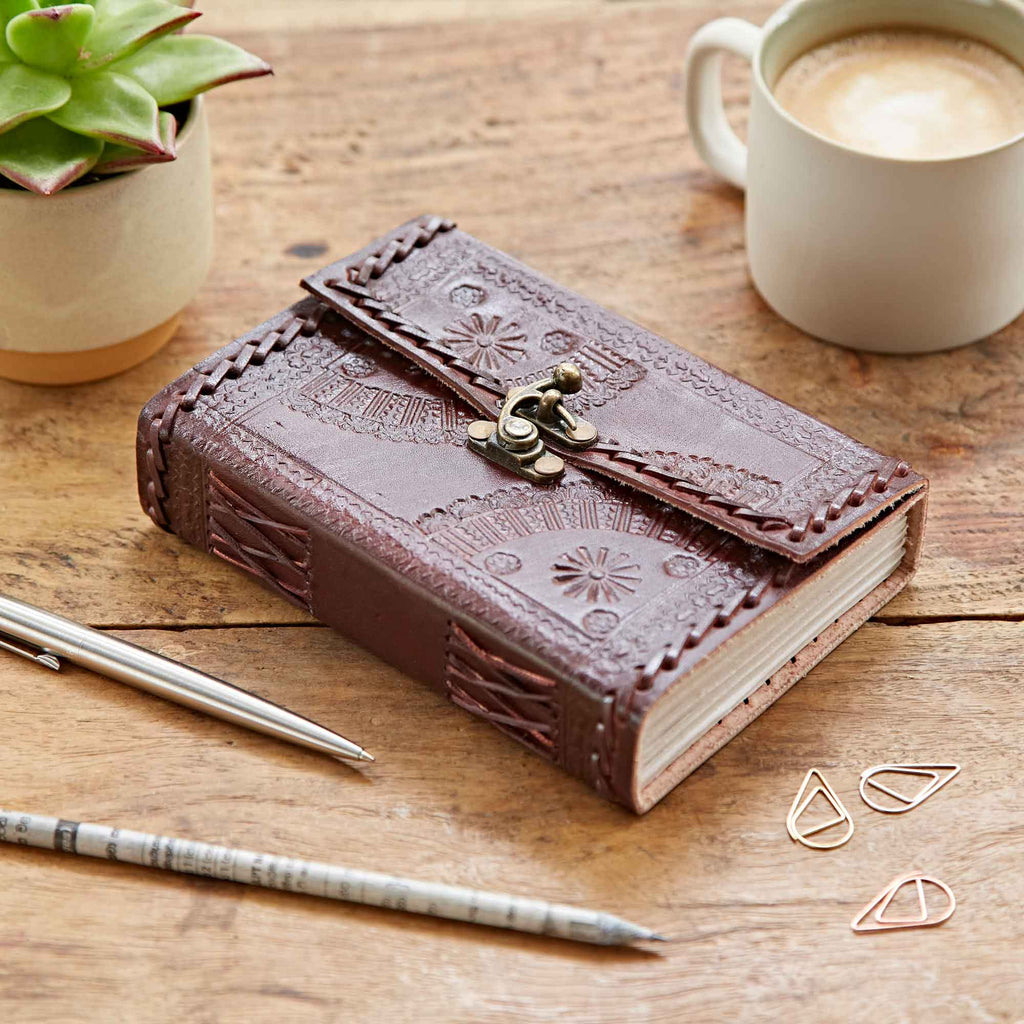 Stitched and Embossed Medium Leather Journal display