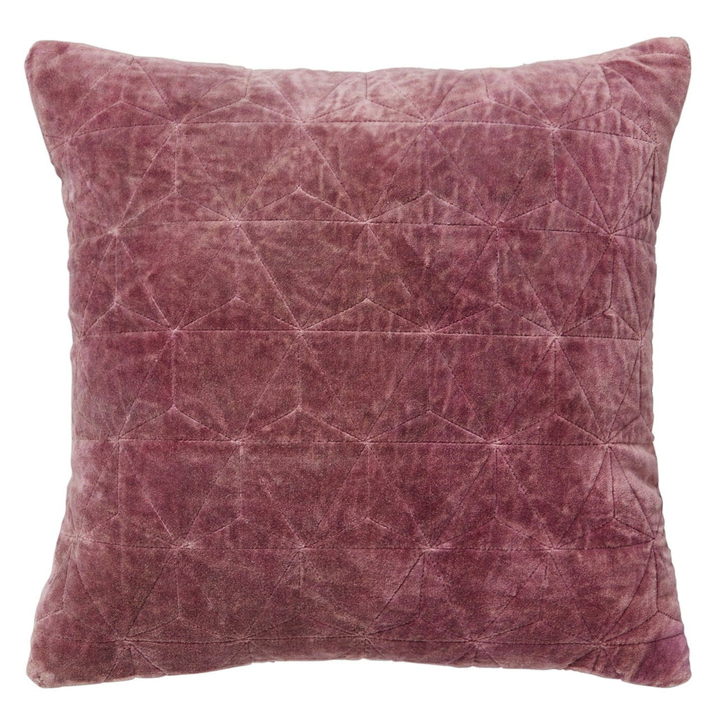 Stonewash Style Velvet Square Cushion Pink