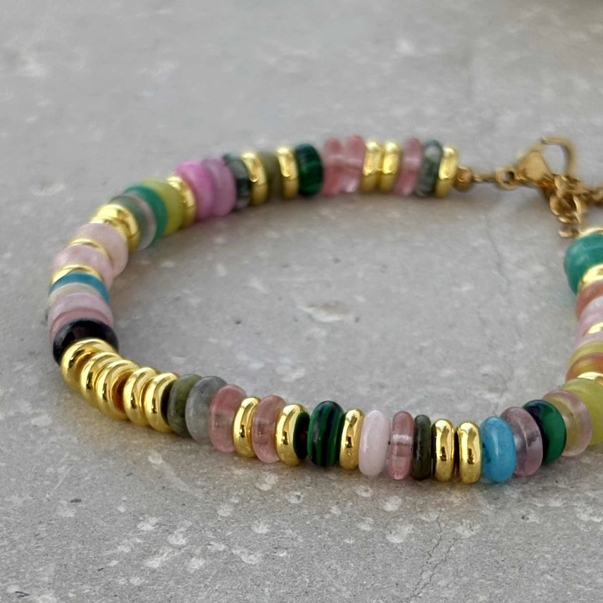 Stone & Gold Bead Bracelet - BR012-M - Uneeka