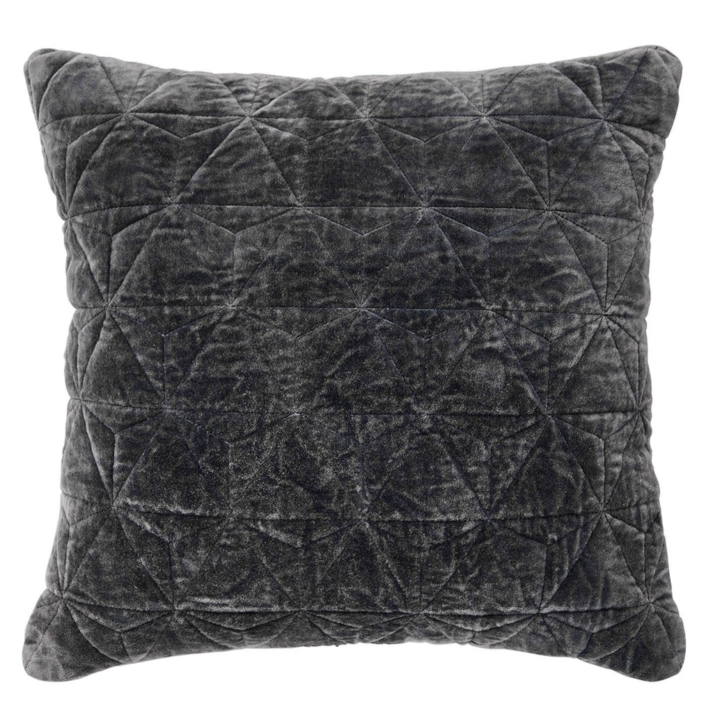 Stonewash Style Velvet Square Cushion charcoal