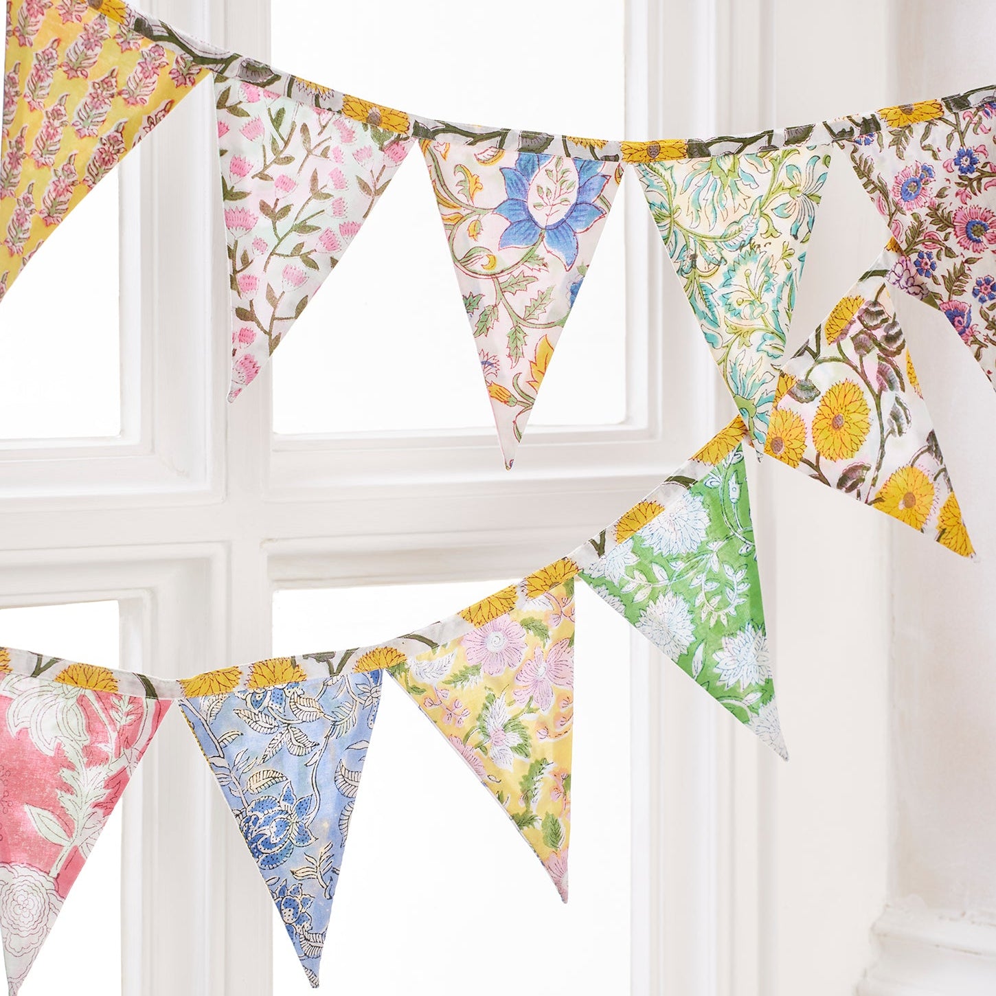 String Of Block Printed Patchwork Bunting - BUN14 - Uneeka