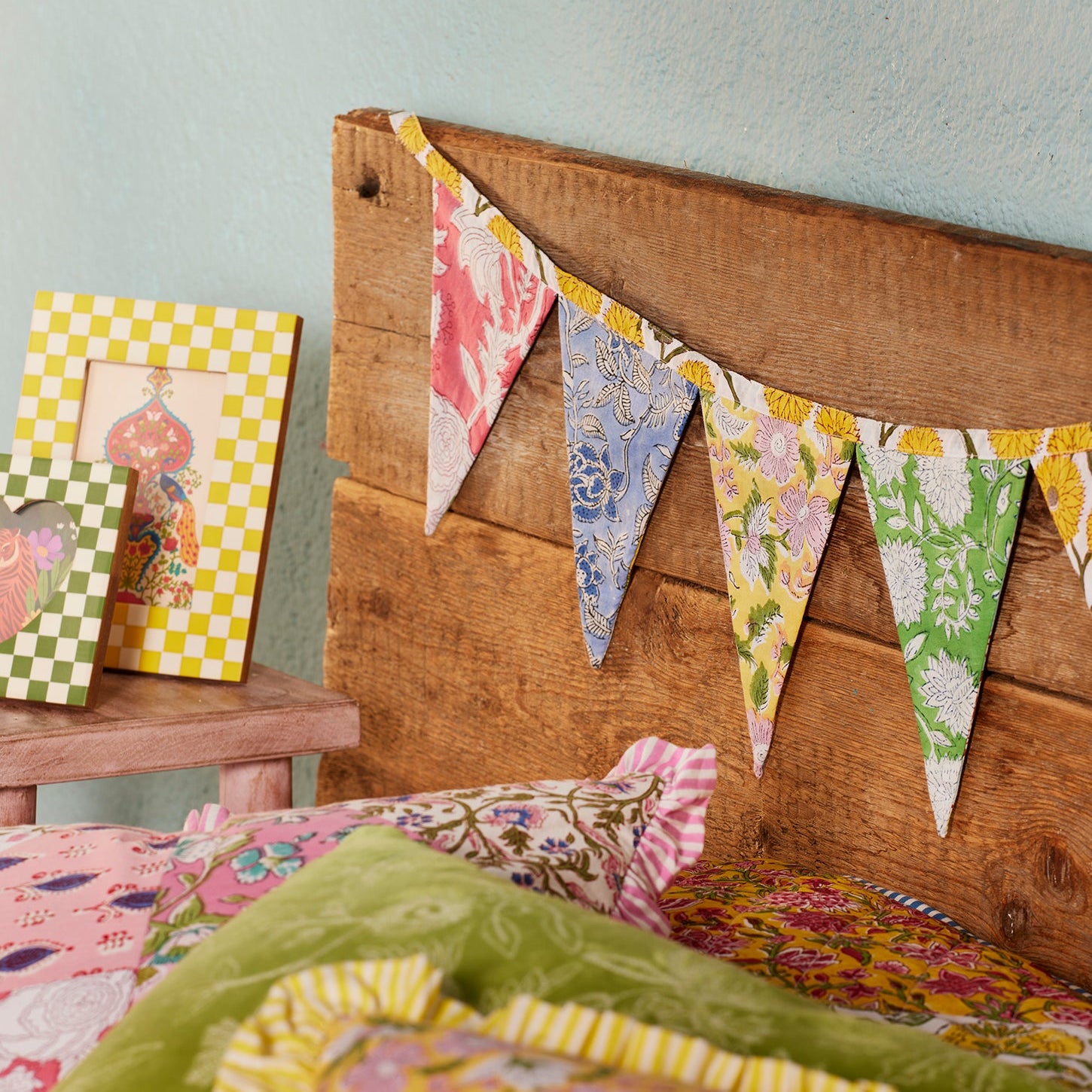String Of Block Printed Patchwork Bunting - BUN14 - Uneeka