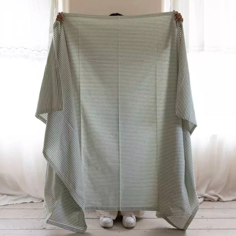 Striped Cotton Tablecloth Green Uneeka