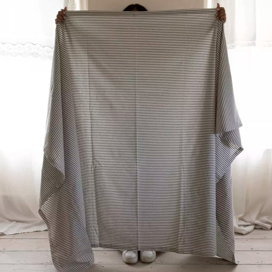 Striped Cotton Tablecloth Grey - Uneeka