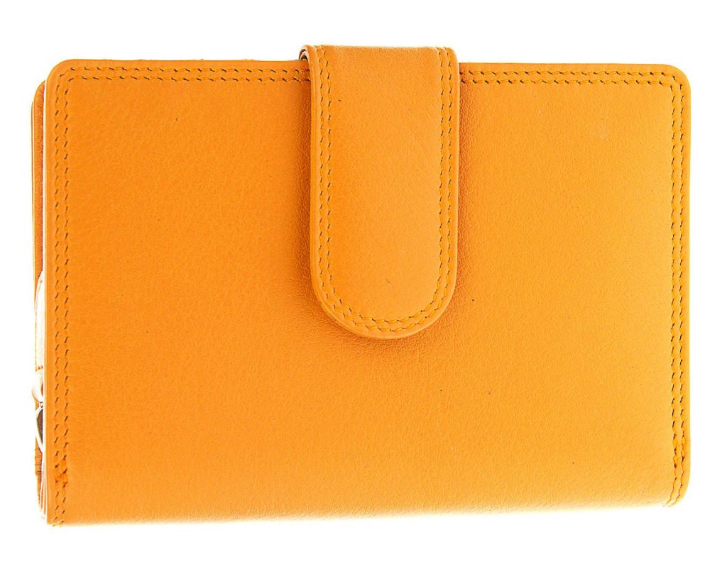 Stud Closure Brightly Coloured Leather Wallet Purse Yellow