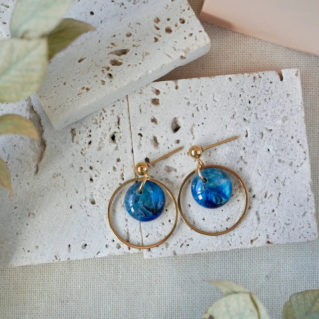Equinox Gold Drop Hoops - SH - Water Blue - Uneeka