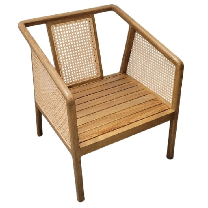 Sungkai & Rattan Occasional Chair With Green Cushions - TH02 - Uneeka