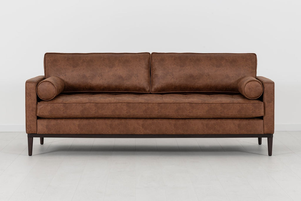 Swyft Model 02 3 Seater Sofa - Chestnut Faux Leather