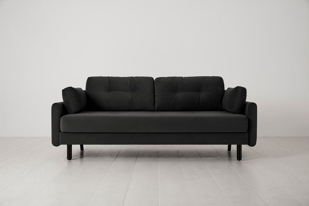Swyft Model 04 3 Seat Double Sofa Bed - Charcoal Velvet